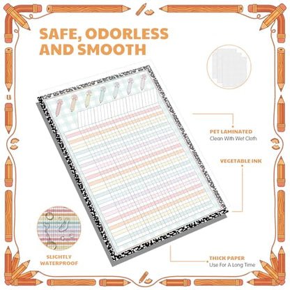 8 Pcs Pastel Gingham Incentive Chart for Classroom Management 11x16.5 Inch