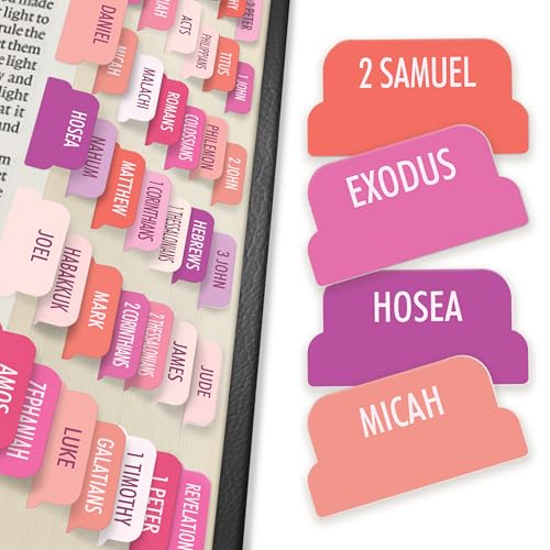 90 Christian Bible Tabs for Women & Kids - Neon Pink - color: Neon Pink