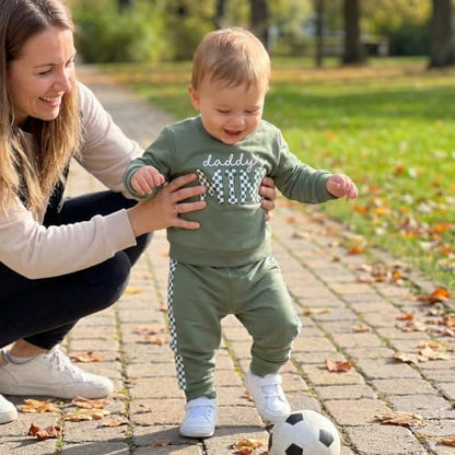 Kupretty Baby Boy Clothes Dad's Little Dude Sweatshirt Pants Set - color: Daddy's Mini-green, size: 2-3T
