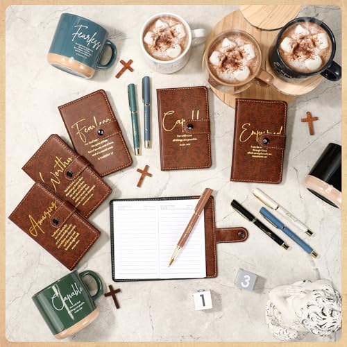 Potchen 18 Pcs Christian Church Gift 13oz Coffee Mug Journal Pen, Neutral - color: Neutral Brown, size: Bible