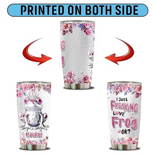 Personalized Frog Tumbler Gifts for Women Travel Cup Coffee Mug Jewelry Style Insulated Stainless Steel 20oz With Lid Gift for Girls Daughter Sister Animal Lovers - color: Frog
