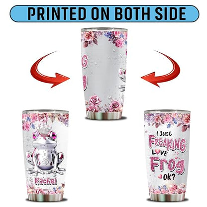 Personalized Frog Tumbler Gifts for Women Travel Cup Coffee Mug Jewelry Style Insulated Stainless Steel 20oz With Lid Gift for Girls Daughter Sister Animal Lovers - color: Frog