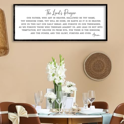 RLWangChao Our Father Prayer Wall Decor, 32"X12", Black - color: Our Father Prayer (Black), size: 32"L x 12"W