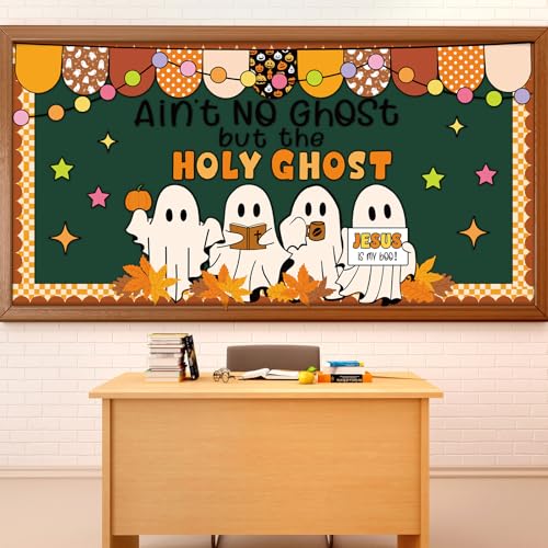 Mooliwe 141 Pcs Halloween Fall Bulletin Board Decor Set Christian Ghost - style: Halloween