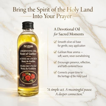 Rose of Galilee Anointing Oil for Prayer & Worship - Biblical Scented Oil for Home Altar & Church - Christian Gift from Holy Land (8.5 fl. oz - 250 ml) - color: 8.5 Fl. Oz - 250 Ml