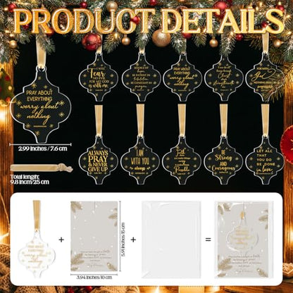 Kasyat 10 Sets Christian Tree Ornaments Bulk Clear with Cards, Classic - style: Classic