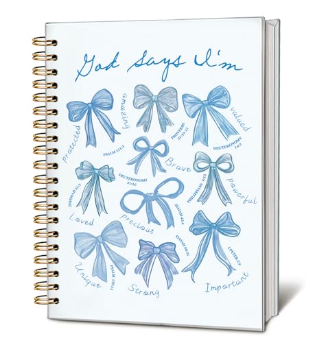 Blue Bow God Says I am Christian Bible Notebook Journal for Women - color: God Says I'm - Blue