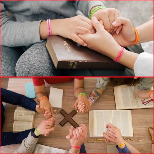 Estune 120 Pcs Bible Verse Bracelets Christian Wristbands, Gradient Color - color: Gradient Color