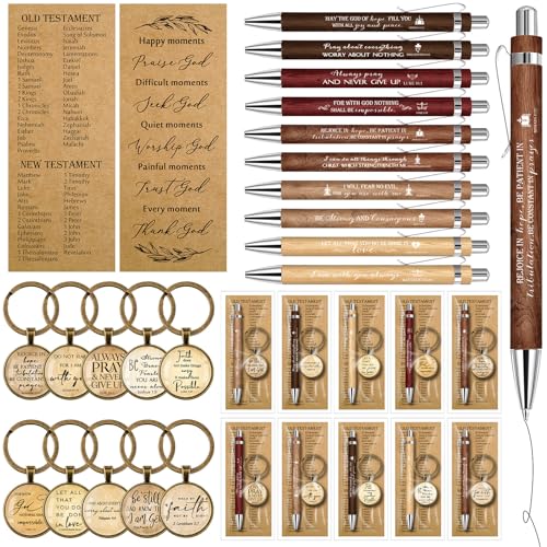 Lincia 80 Pcs Christian Bible Verse Pens Keychains Bookmarks, Mild Color - color: Mild Color