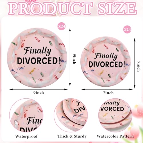Funnymoom 48 Pcs Finally Divorce Paper Plates Set, 9" 7" Disposable Plates - style: Finally Divorced