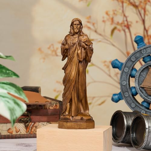 Sacred Heart of Jesus Statue,Wooden Religious Figurine - color: Jesus-a, size: 6 Inch