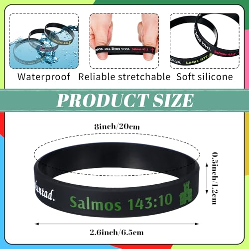 Foilswirl 100 Pcs Spanish Bible Verse Wristbands Christian Rubber, Dark - color: Dark
