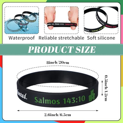 Foilswirl 100 Pcs Spanish Bible Verse Wristbands Christian Rubber, Dark - color: Dark