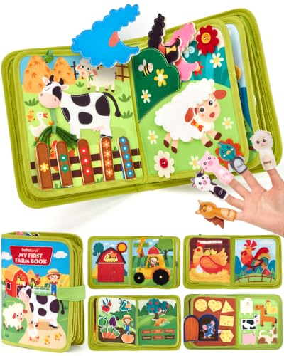 hahaland Busy Book for Toddlers 1-3 - Montessori Toys 1 Year Old Busy Board - style: Farm
