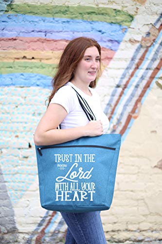 Brooke & Jess Designs Church Bags for Women - Bible Tote Bags for Women, Large Tote Bag for Womens with Zipper - color: Trust in the Lord Teal Lexie