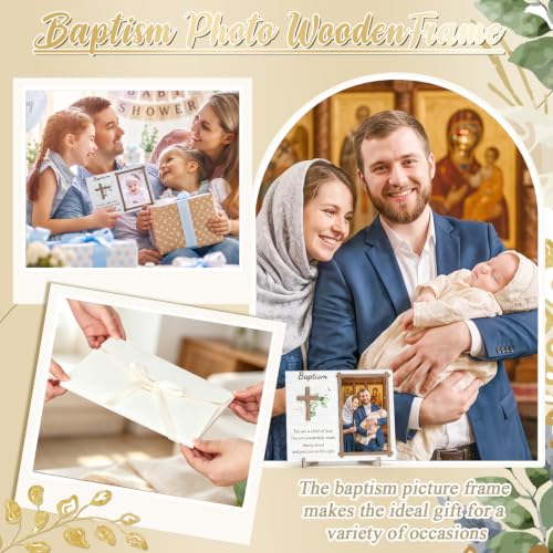 Baptism Gifts for Boys Girls, Baptism Photo Frame with Gift Box, Leaf - style: Leaf