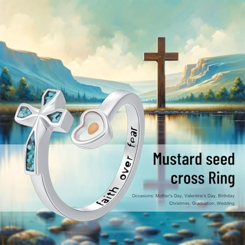 Cross Rings 925 Sterling Silver for Women Christian Religious Jewelry Faith Gifts for Mom Wife Girlfriend Her - color: White-9