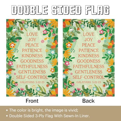 Fruit of the Spirit Christian Garden Flag 12x18 Double Sided - color: flower