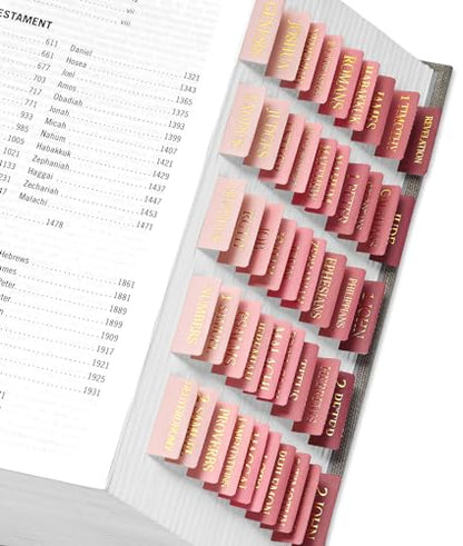 Taja Bible Tabs, 75 Large Print Index Tabs for Women & Men - color: C-blush