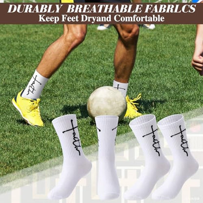 Cutecrop 6 Pairs Christian Faith Socks for Youth Religious Crew Socks - color: White