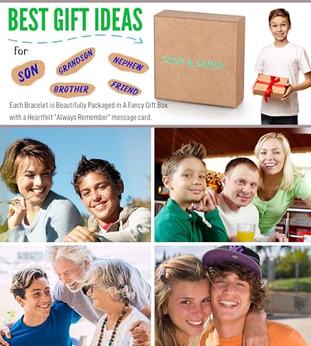 TONY & SANDY Christian Gift for Him Kids Teen Boys Adults Men Cross Bracelet Son Grandson Birthday Graduation Easter Religious Gifts for Men Christmas - style: Always Remember ( 8 inches )