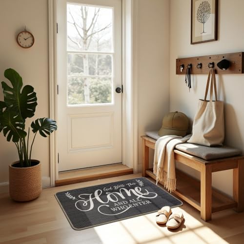 Bless This Home Christian Decor Doormat 17x30 Inch,Christian Gifts for Women,House Warming Gifts,House Decor,Religious Decor Welcome Mat for Home Entrance Outside Entry Yard, Floor Patio - color: 30 Doormat