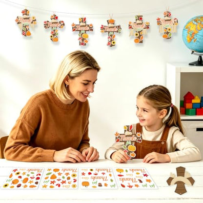 PAIVSUN 24Pcs Fall Crafts for Kids DIY Thanksgiving Cross Sticker Ornaments - style: Fall Cross