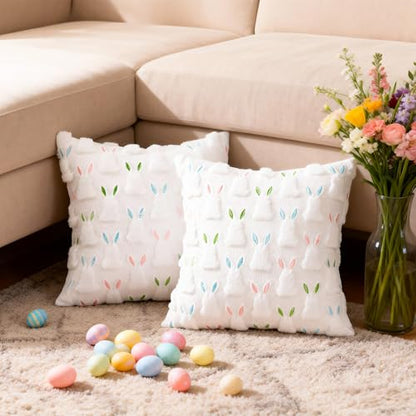 ALFEVA Easter Pillow Covers 20 x 20 Inch Set of 2 Easter Decorations Cute Soft Plush Bunny Throw Pillow, Spring Farmhouse Decorations for Home Sofa Couch Living Room Bedroom - size: 20" x 20" (Pack of 2)