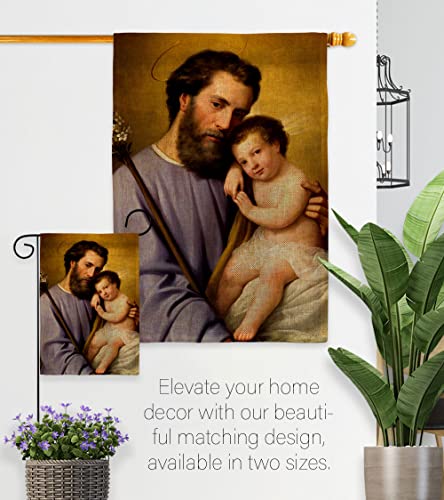 St. Joseph and Infant Jesus Burlap Garden Flag-Religious Faith Hope Grace Peace Dove Christian Religion Easter House Decoration Banner Small Yard Gift Double-Sided, Made in USA