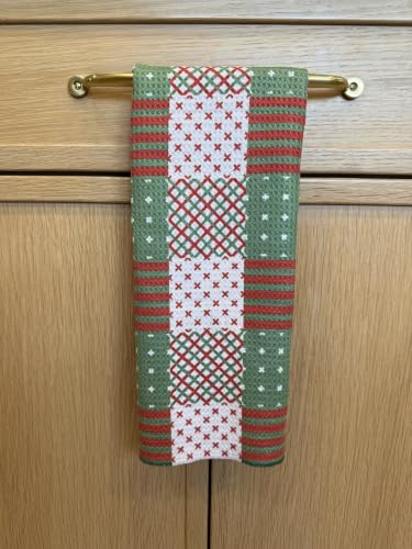 || 3 Pack|| Double Sided Dish Towels || Waffle Weave Microfiber || Highly Absorbent || Hanging Loop || Dish Cloths || Modern || Designer Prints || Lights (Christmas Quilt) - color: Christmas Quilt