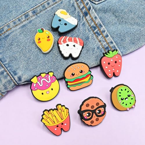 Cute Pins Bulk, Funny Lapel Badge Pins Rubber Brooch Pins for Backpacks, Hats, Bags - style: Food-30PCS