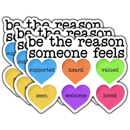 (3Pcs) Be The Reason Someone Feels Supported Heard Valued Seen Welcome Loved Inspirational Quote Sticker for Laptop Motivational Vinyl Waterproof Decal for Phone Tumbler Size 3x2.3 Inches