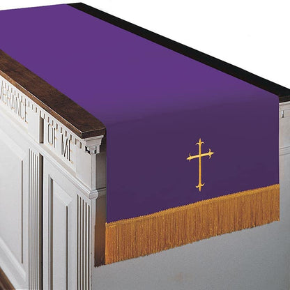 Murphy Robes Table Runners - Reversible Communion Table Cloth Embroidered with Latin Cross Sanctuary Table Runner, 20 x 82-Inch, Green/Purple