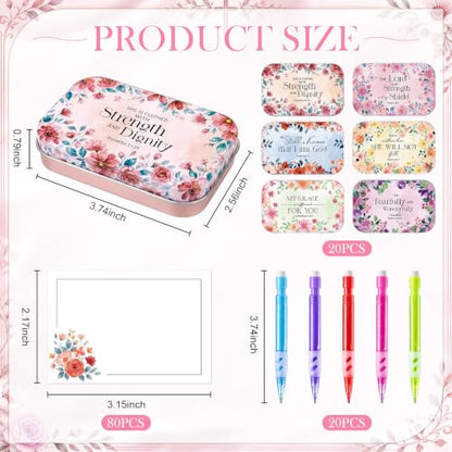 120Pcs Christian Gifts for Women, Prayer Boxes with Prayer Cards and Pencil - style: Bright Floral