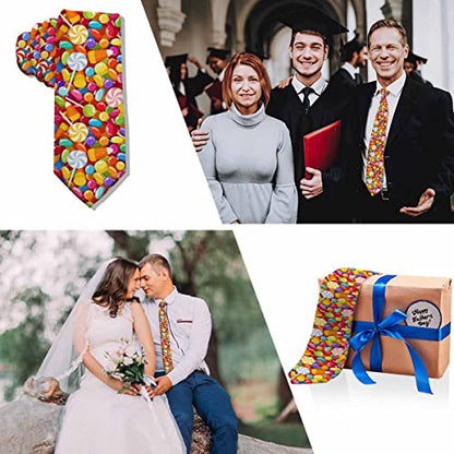 Black Dots Men's Neckties Retro Classic Circle Geometry Men's Tie for Mens Teens Business Work Casual Wedding Party - color: Fun Candy