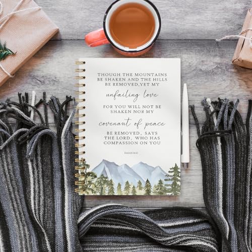 Christian Bible Spiral Notebook, 5.5x8.3 Inch - color: mountains