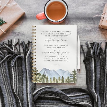 Christian Bible Spiral Notebook, 5.5x8.3 Inch - color: mountains