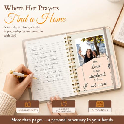 Hardcover Blank Christian Notebook – 140 Pages – Psalm 23:1 - color: Shepherd_Cream