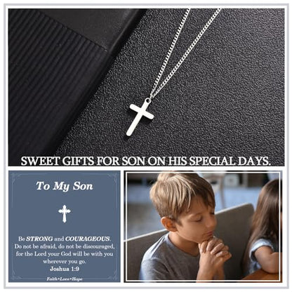 Cross Necklace for Boys Kids Christian Catholic Religious Gifts - color: Son