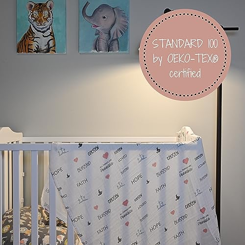 LollyBanks Muslin Swaddle Blankets, 100% Organic Cotton Receiving Blanket - color: Inspirational Text