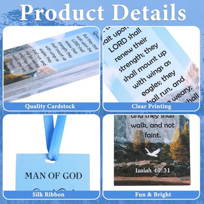 Dispowreath 60 Pcs Man of God Bookmarks Religious Christian Father's Day - style: Man of God