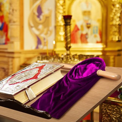 Tioncy 2 Set Church Tithe Offering Bag with Wooden Handle, 14" X 6", Purple - color: Purple, size: 14" X 6"