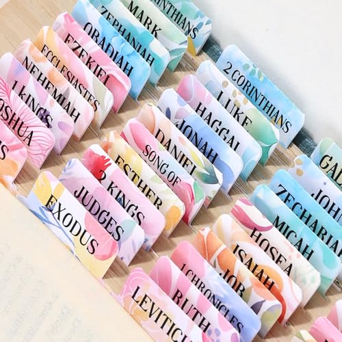 Bible Tabs for Women, 66 Large Print Laminated Bibles Chapters Index Tabs and 39 Blank Dividers Sticky Labels, Cute Beauty Bloom Bible Study Supplies, Journaling Accessories, Christian Gifts for Men - style: P-Flowers