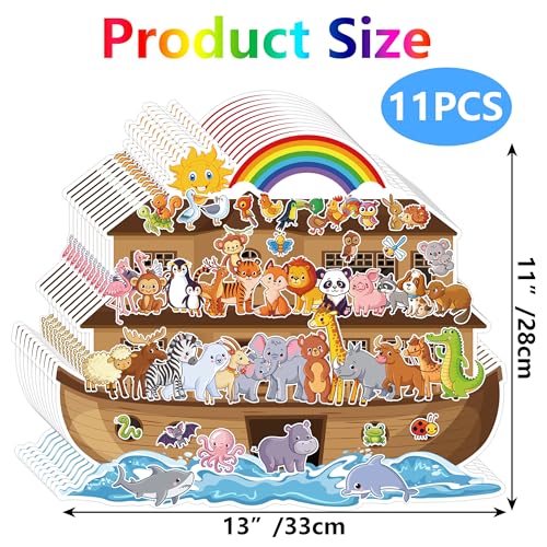 11 Set Noah's Ark Animal Sticker Scene Kit for Kids DIY Craft - color: A