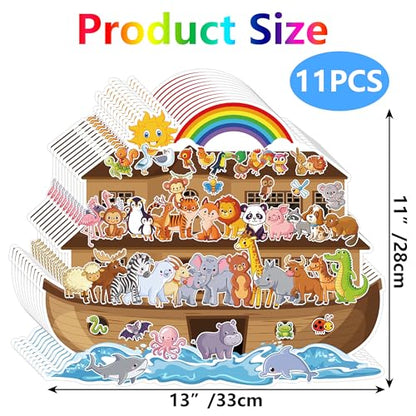 11 Set Noah's Ark Animal Sticker Scene Kit for Kids DIY Craft - color: A