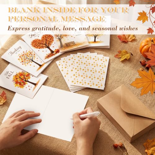Eaasty 100 Pcs Cards with Stickers, Envelopes, Autumn Folding Style - style: Autumn Folding Style