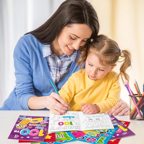 ANGOLIO Back to School Coloring Books, 24Pcs Drawing Sheets for Students - style: 100 Days of School