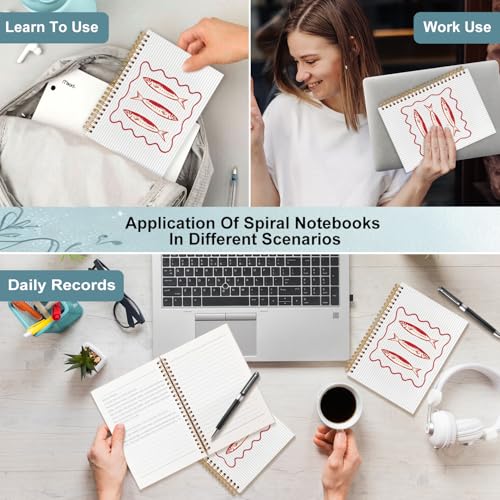 Coastal Beach Sardine Fish Spiral Notebook 5.5x8.3 - color: White Coastal Beach Sardine Fish
