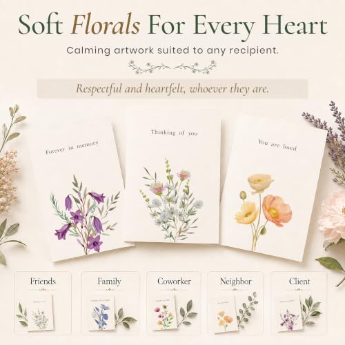 24 Box of Sympathy Cards with Envelopes - 4×6", 300 GSM - color: Floral