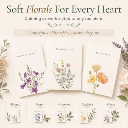 24 Box of Sympathy Cards with Envelopes - 4×6", 300 GSM - color: Floral